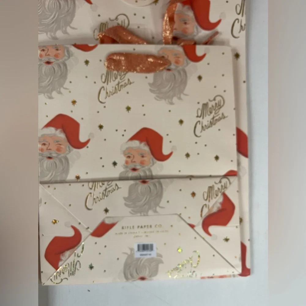 Rifle Paper Co. HOLIDAY Gift Bag Bundle Of 8 : Santa & Peace & Joy Designs